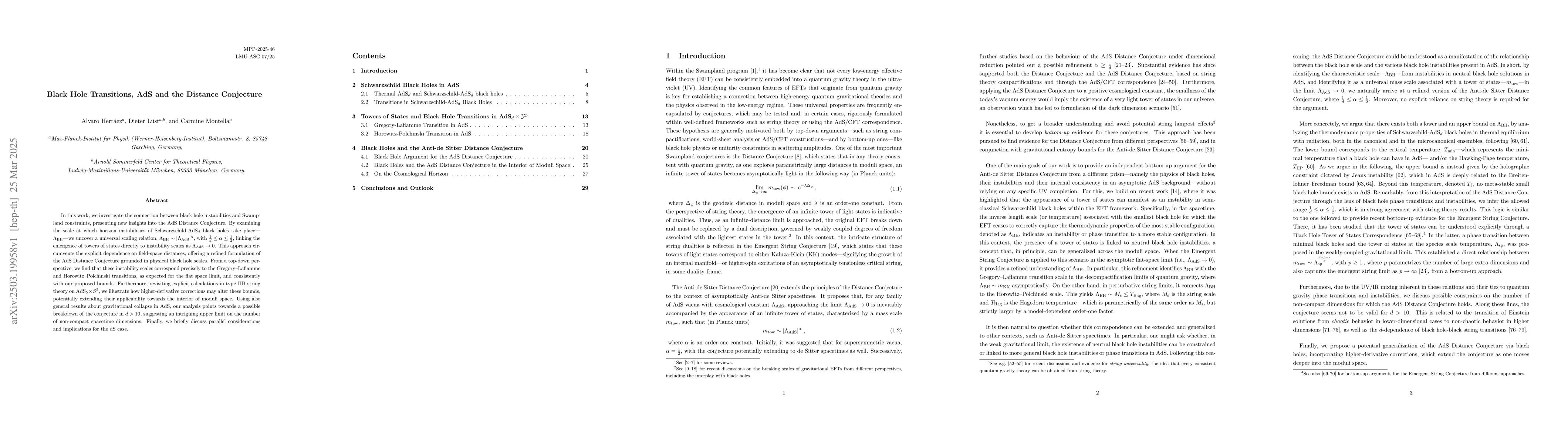 Thumbnail for Black Hole Transitions, AdS and the Distance Conjecture
