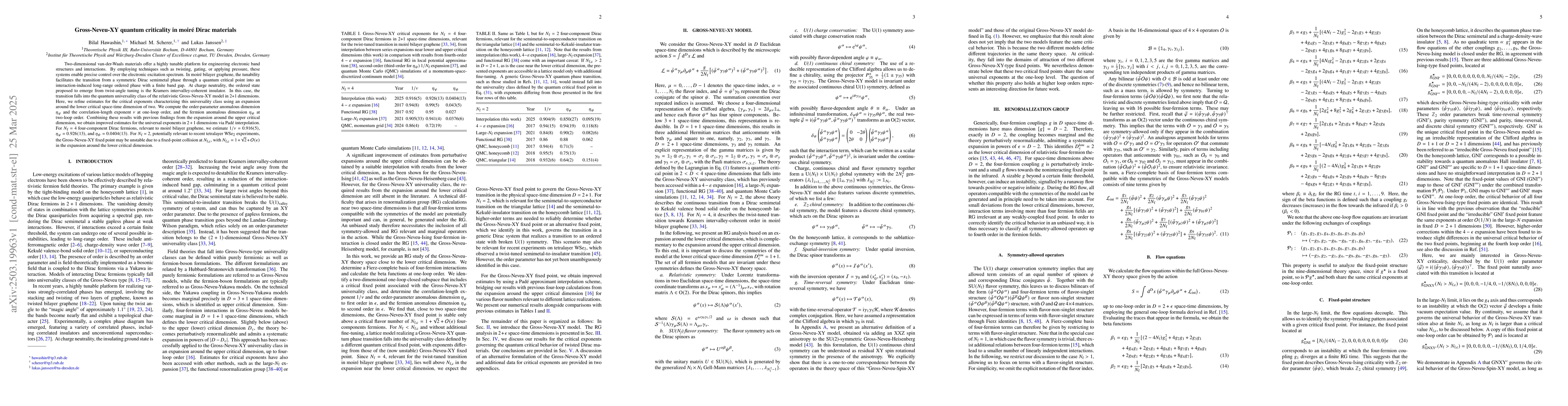 Thumbnail for Gross-Neveu-XY quantum criticality in moiré Dirac materials