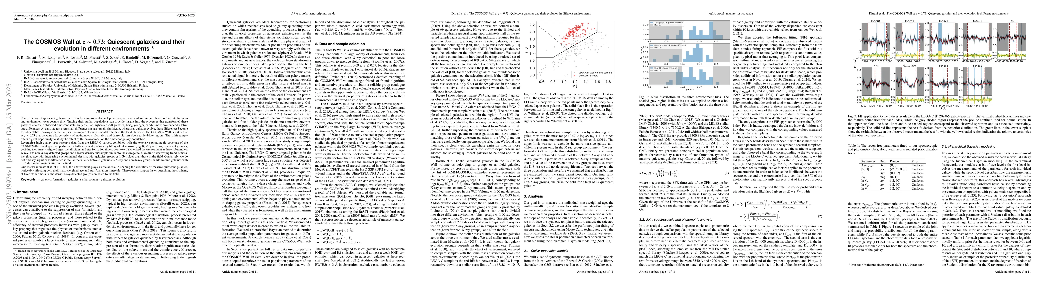 Thumbnail for The COSMOS Wall at z ~ 0.73: Quiescent galaxies and their evolution in
  different environments