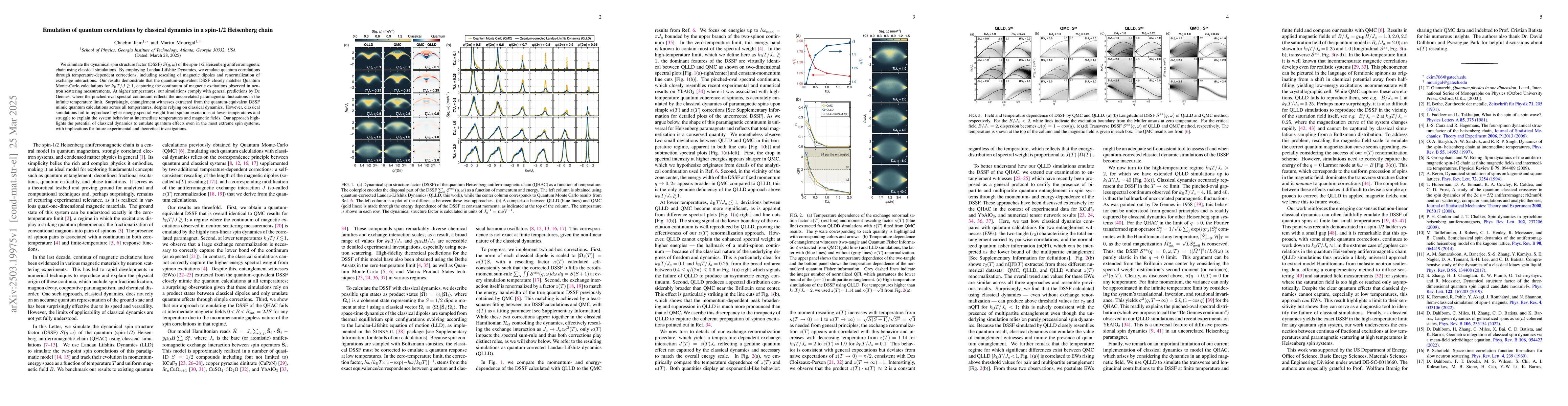 Thumbnail for Emulation of quantum correlations by classical dynamics in a spin-1/2
  Heisenberg chain