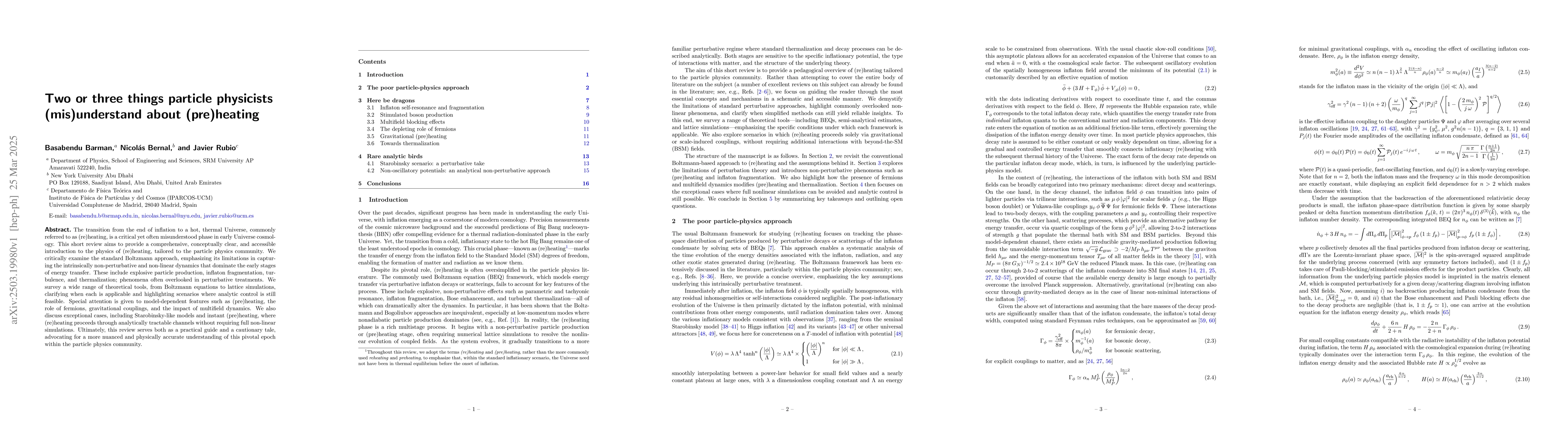 Thumbnail for Two or three things particle physicists (mis)understand about
  (pre)heating