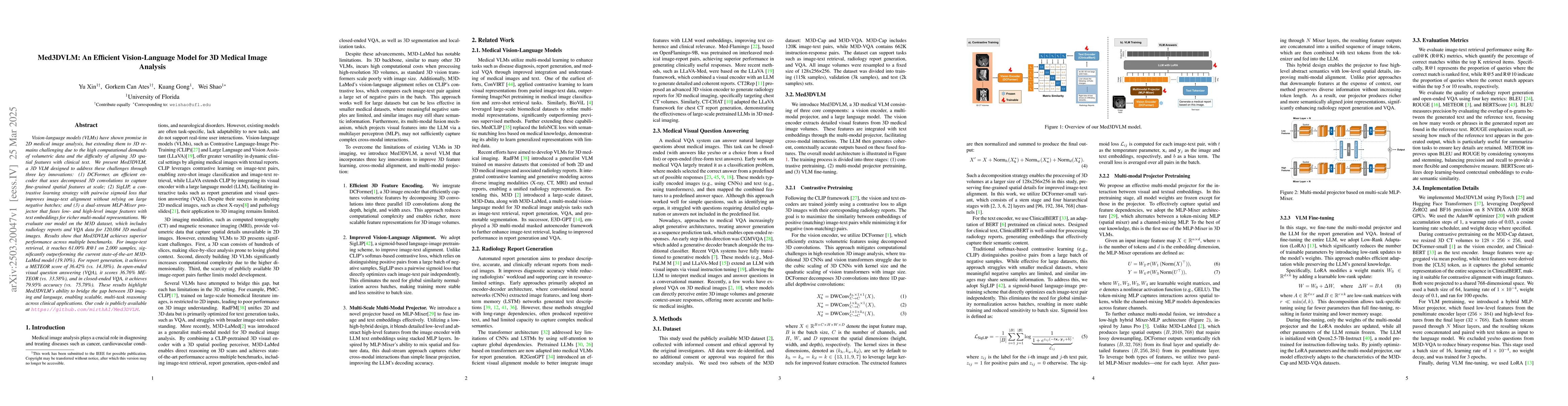 Thumbnail for Med3DVLM: An Efficient Vision-Language Model for 3D Medical Image
  Analysis