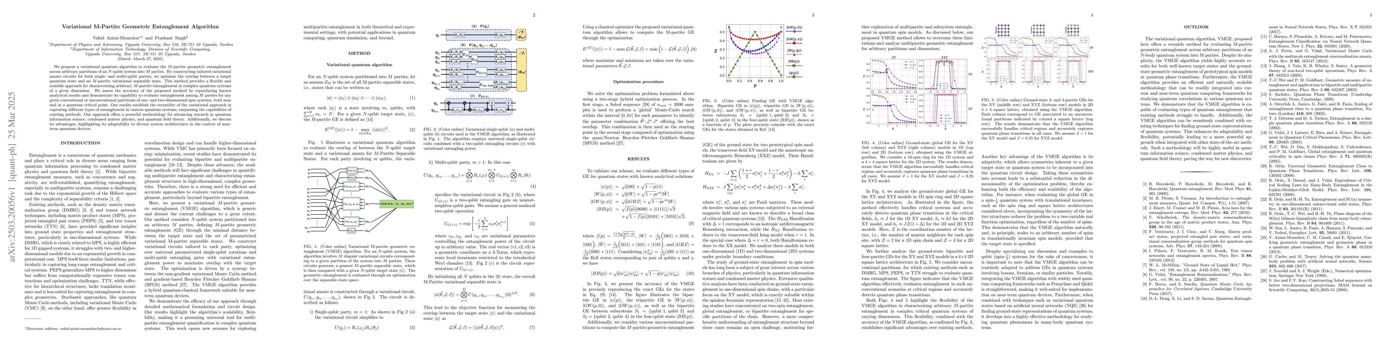 Thumbnail for Variational M-Partite Geometric Entanglement Algorithm