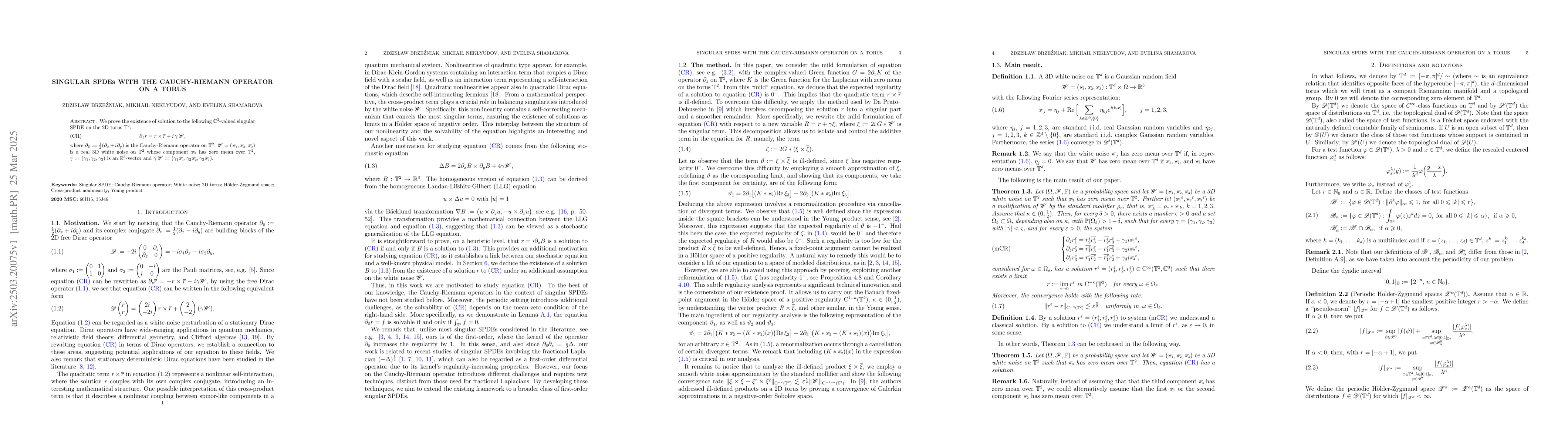 Thumbnail for Singular SPDEs with the Cauchy-Riemann operator on a torus