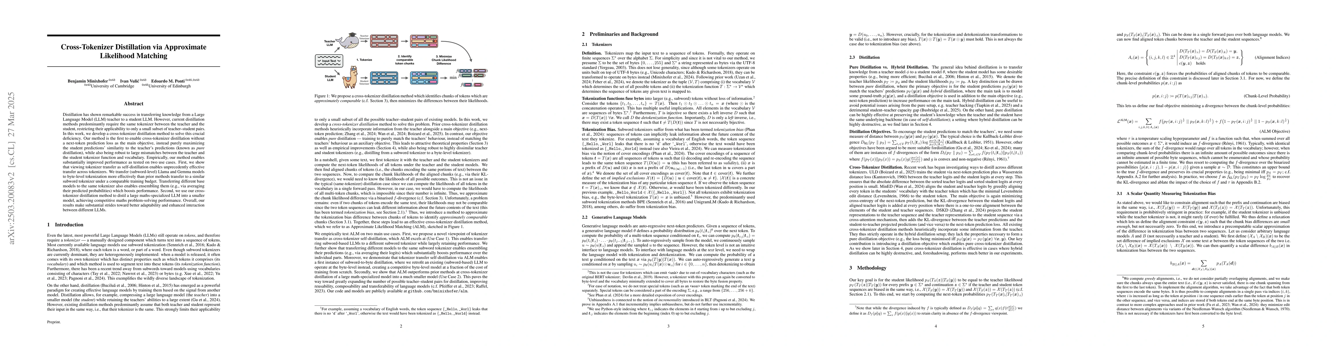 Thumbnail for Cross-Tokenizer Distillation via Approximate Likelihood Matching