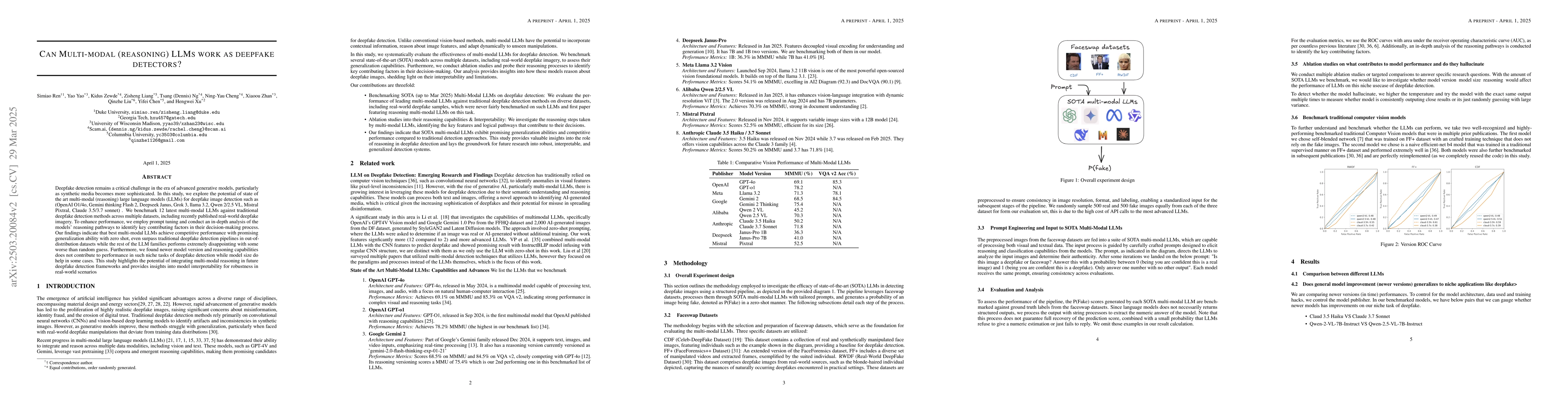 Thumbnail for Can Multi-modal (reasoning) LLMs work as deepfake detectors?