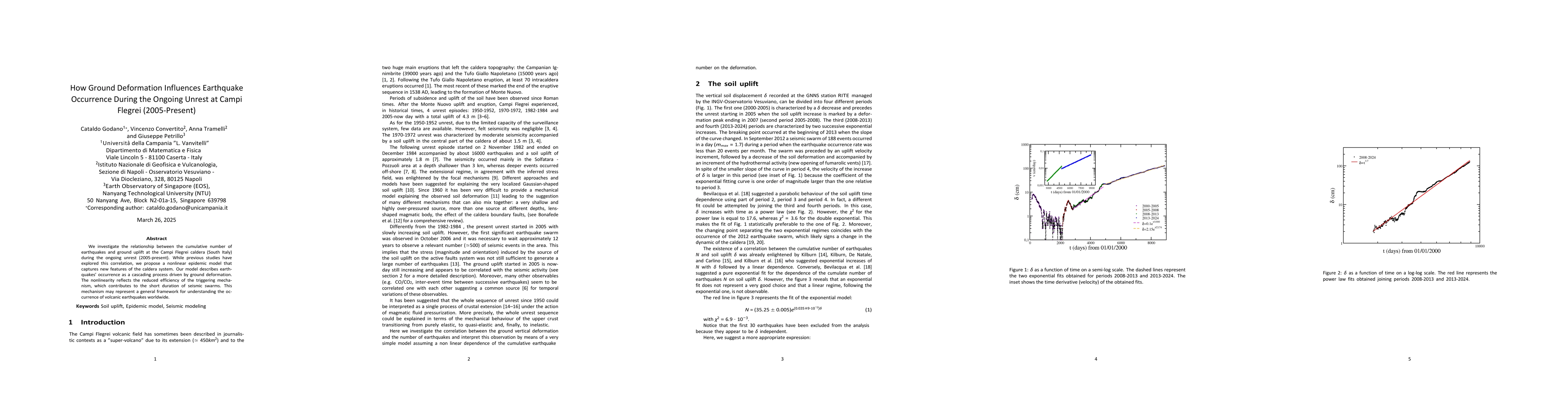 Thumbnail for How Ground Deformation Influences Earthquake Occurrence During the
  Ongoing Unrest at Campi Flegrei (2005-Present)