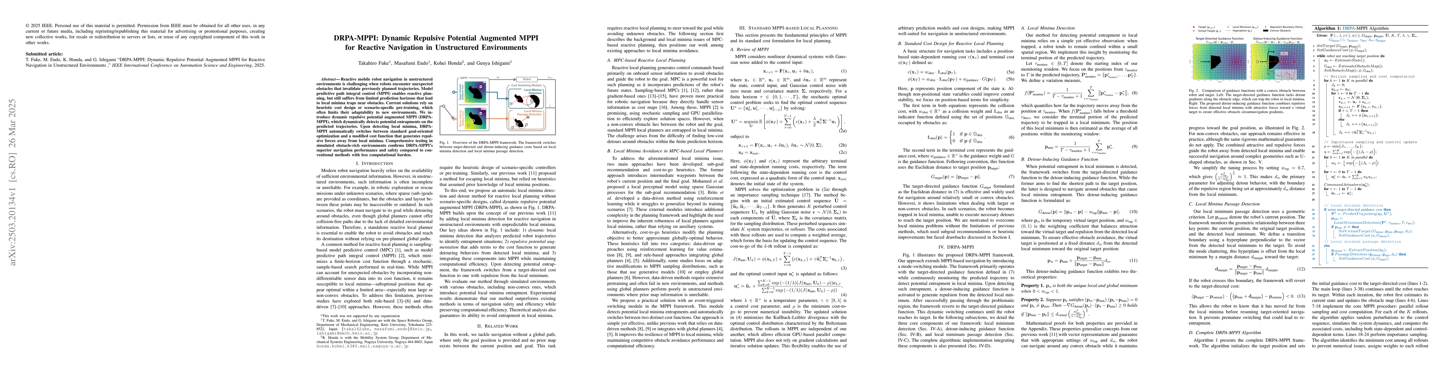 Thumbnail for DRPA-MPPI: Dynamic Repulsive Potential Augmented MPPI for Reactive
  Navigation in Unstructured Environments