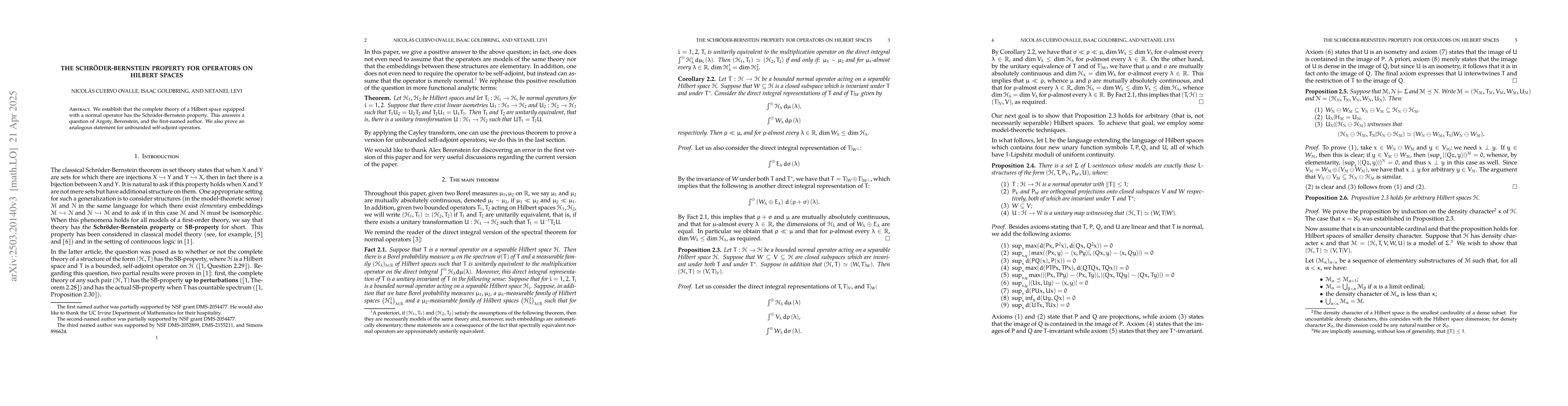 Thumbnail for The Schröder-Bernstein property for operators on Hilbert spaces