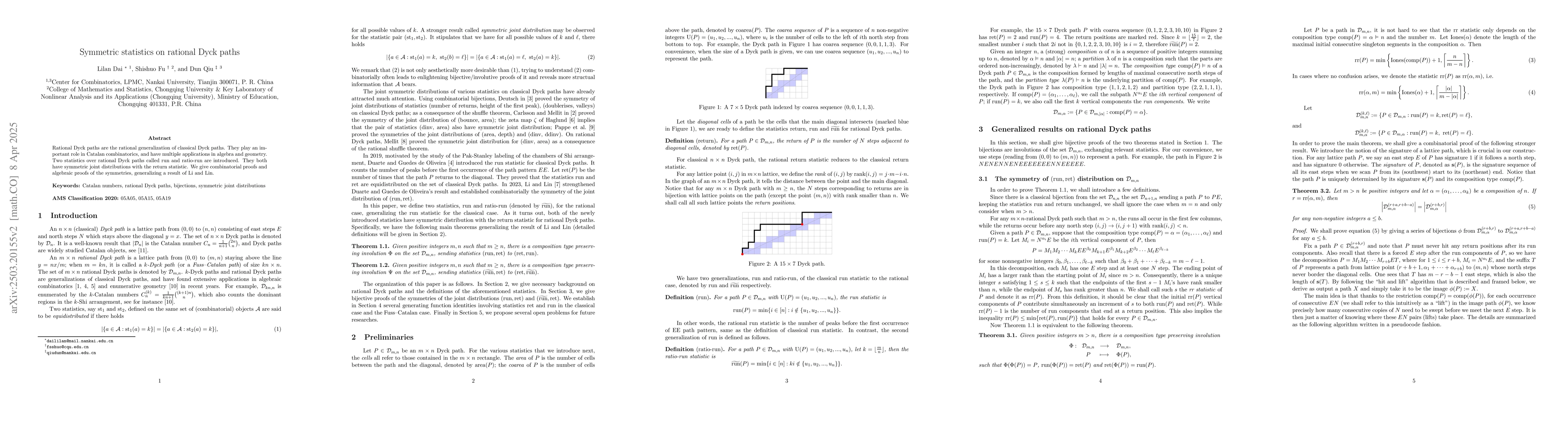 Thumbnail for Symmetric statistics on rational Dyck paths
