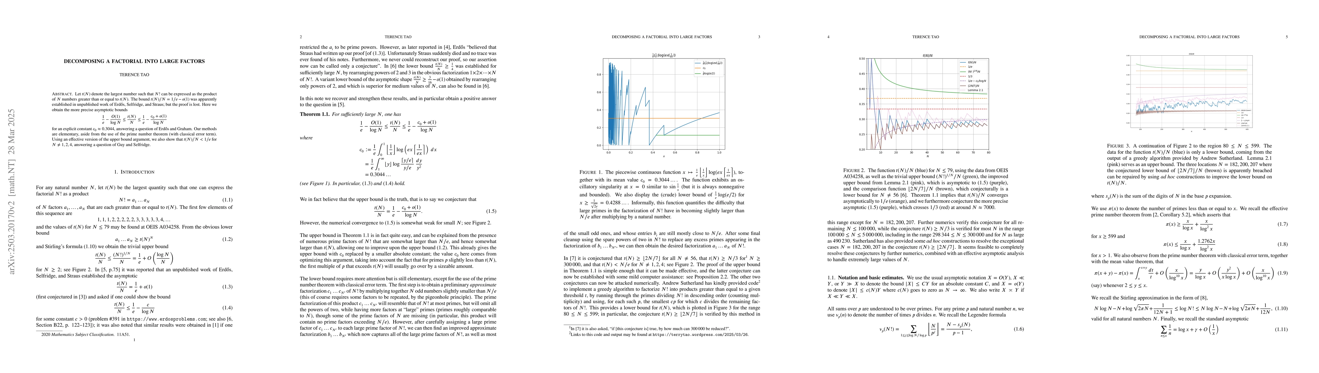 Thumbnail for Decomposing a factorial into large factors