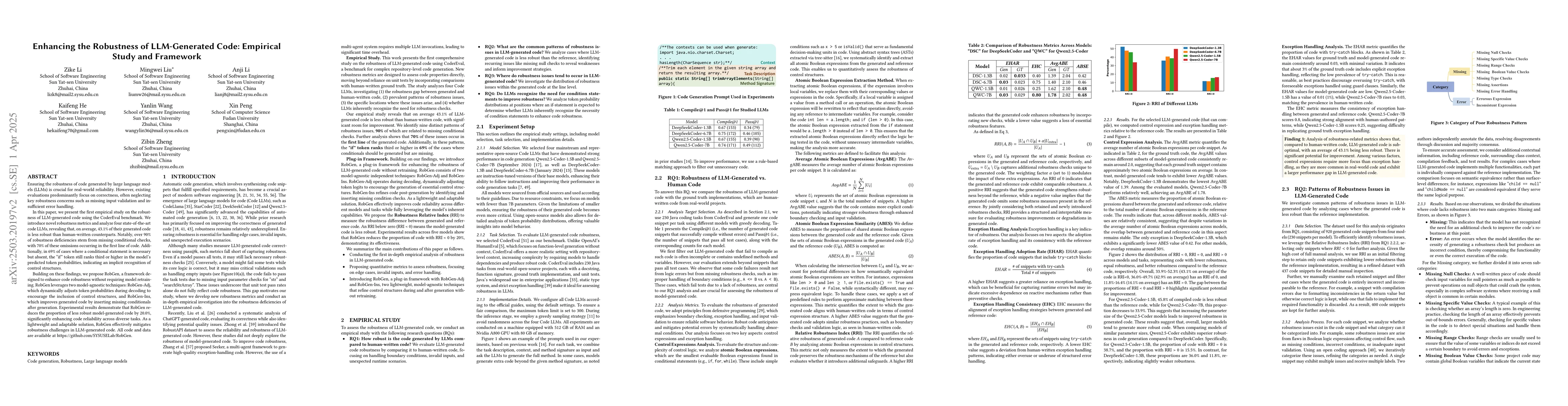 Thumbnail for Enhancing the Robustness of LLM-Generated Code: Empirical Study and
  Framework