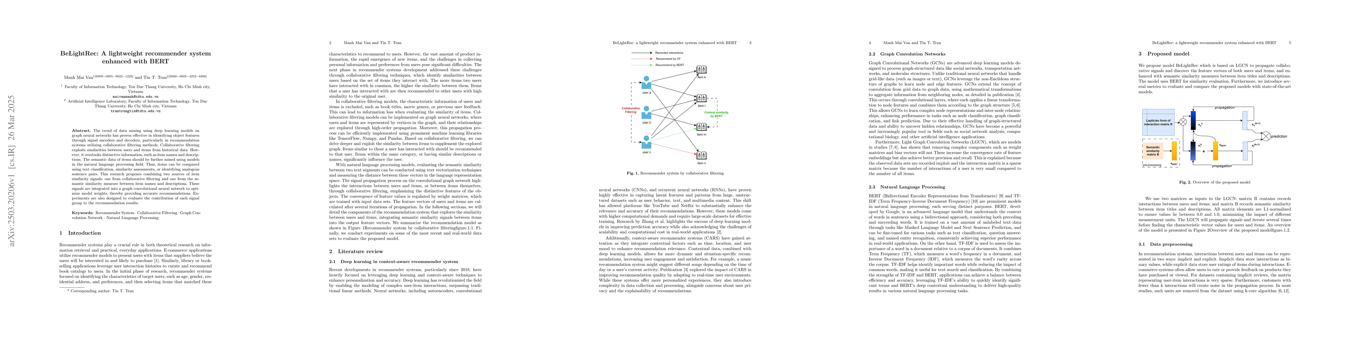 Thumbnail for BeLightRec: A lightweight recommender system enhanced with BERT