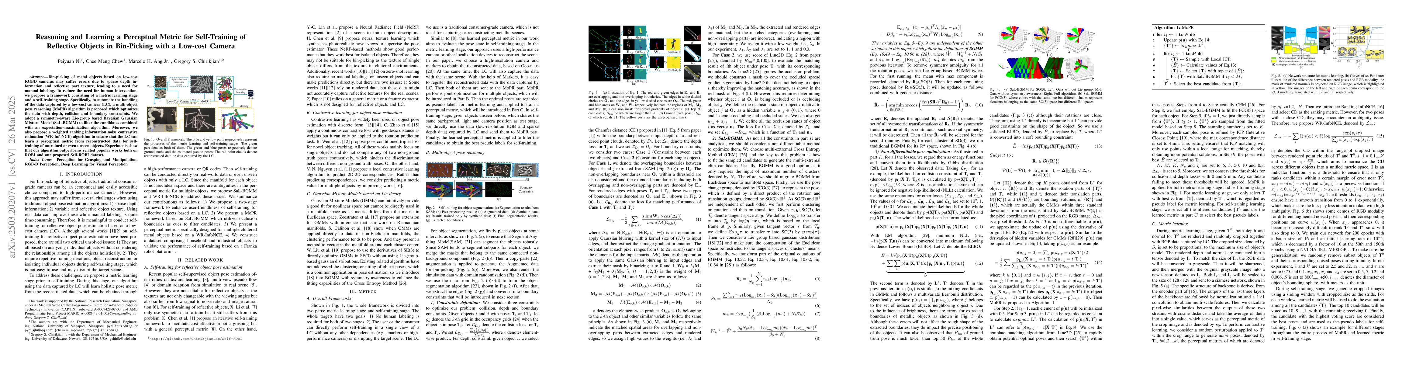 Thumbnail for Reasoning and Learning a Perceptual Metric for Self-Training of
  Reflective Objects in Bin-Picking with a Low-cost Camera