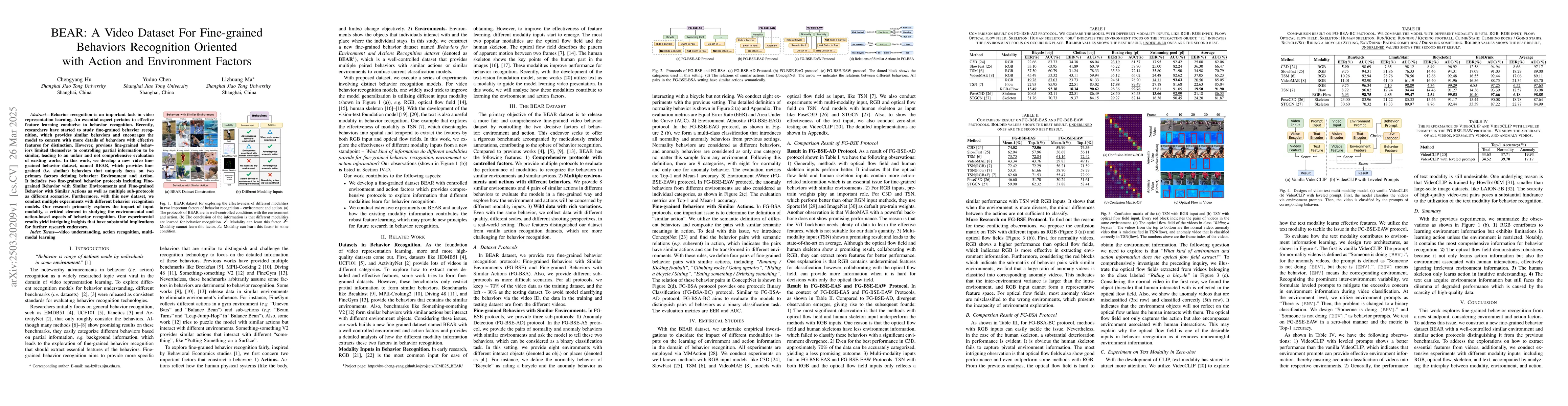 Thumbnail for BEAR: A Video Dataset For Fine-grained Behaviors Recognition Oriented
  with Action and Environment Factors