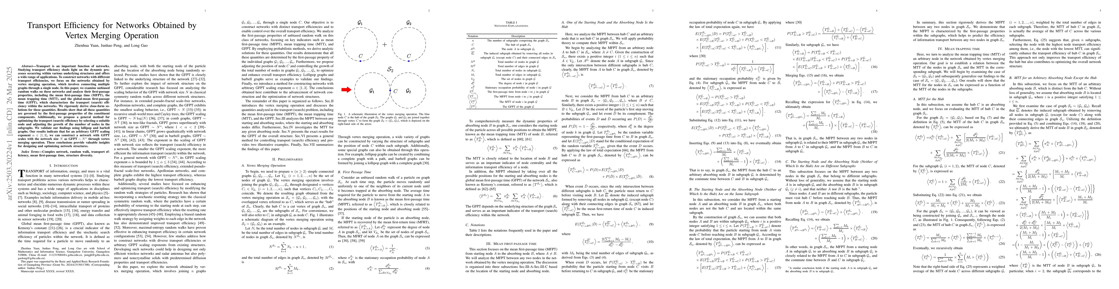 Thumbnail for Transport Efficiency for Networks Obtained by Vertex Merging Operation