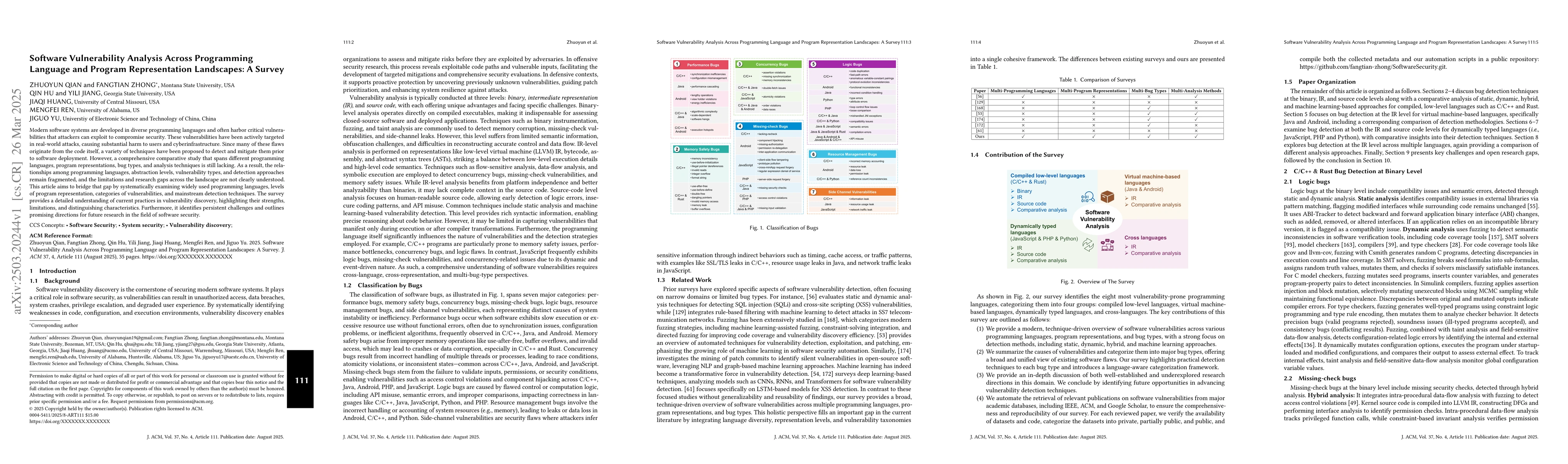 Thumbnail for Software Vulnerability Analysis Across Programming Language and Program
  Representation Landscapes: A Survey