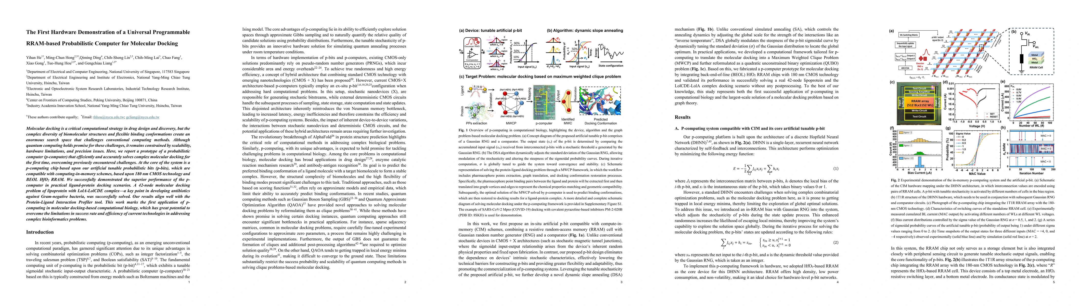 Thumbnail for The First Hardware Demonstration of a Universal Programmable RRAM-based
  Probabilistic Computer for Molecular Docking