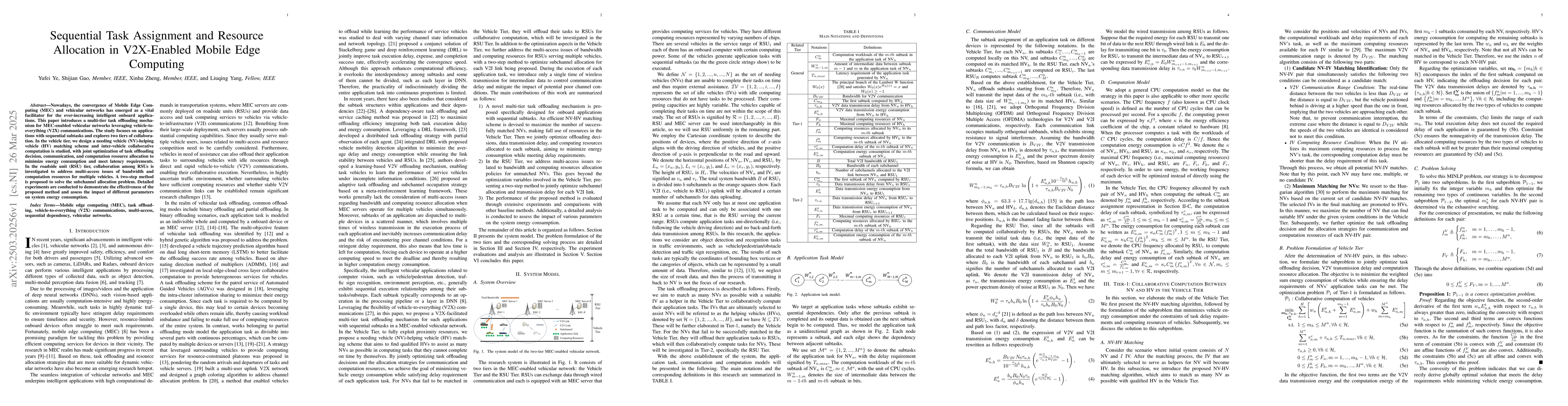 Thumbnail for Sequential Task Assignment and Resource Allocation in V2X-Enabled Mobile
  Edge Computing