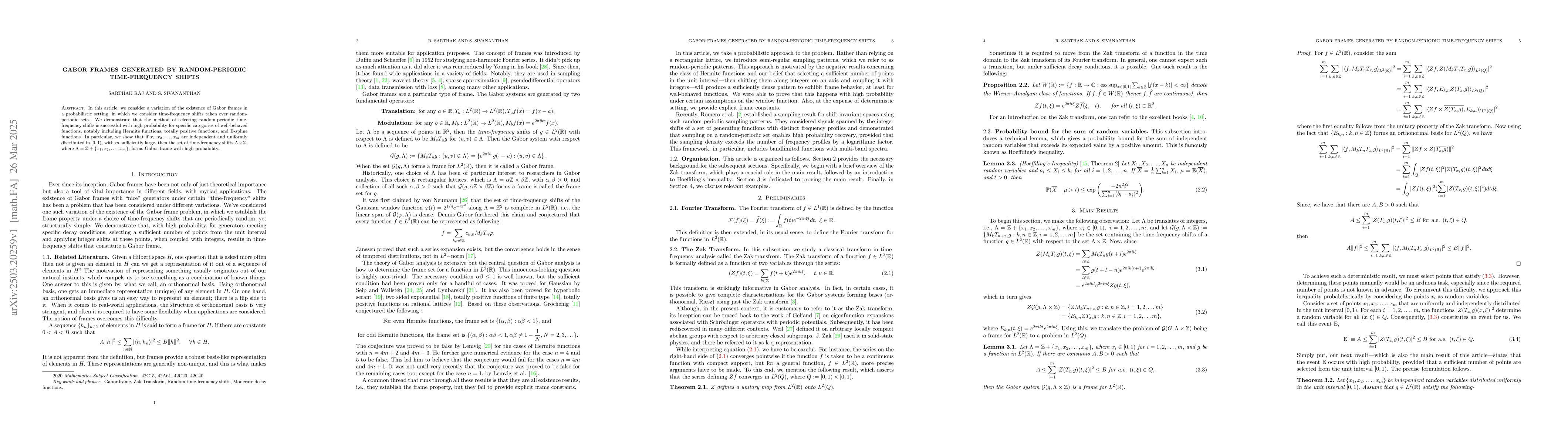 Thumbnail for Gabor frames generated by Random-Periodic time-frequency shifts