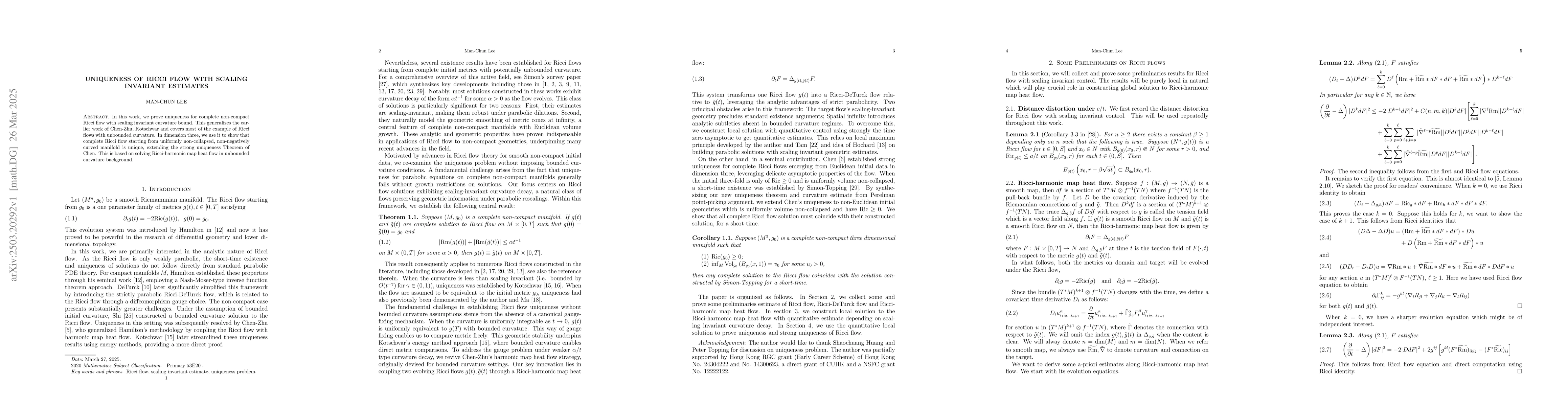 Thumbnail for Uniqueness of Ricci flow with scaling invariant estimates