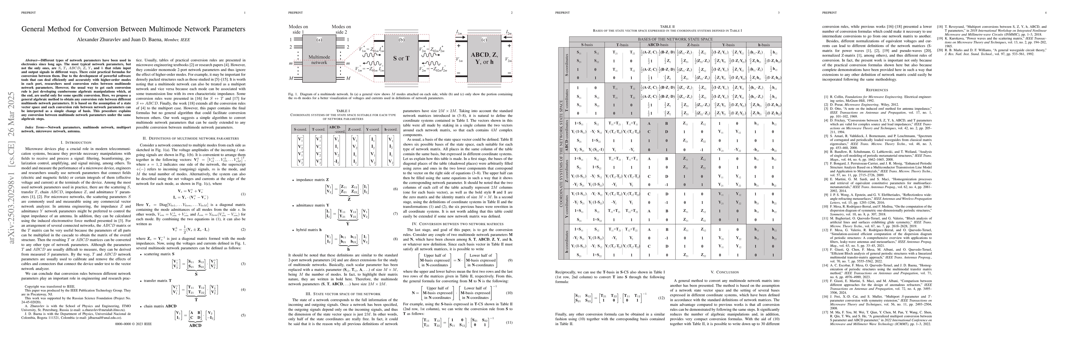 Thumbnail for General Method for Conversion Between Multimode Network Parameters
