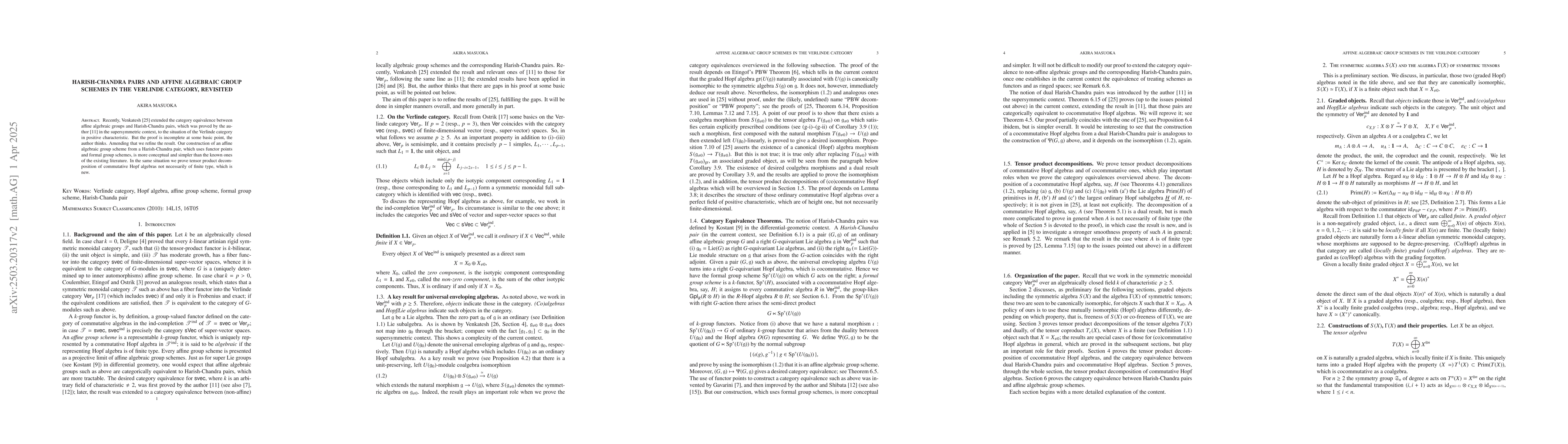 Thumbnail for Harish-Chandra pairs and affine algebraic group schemes in the Verlinde
  category, revisited