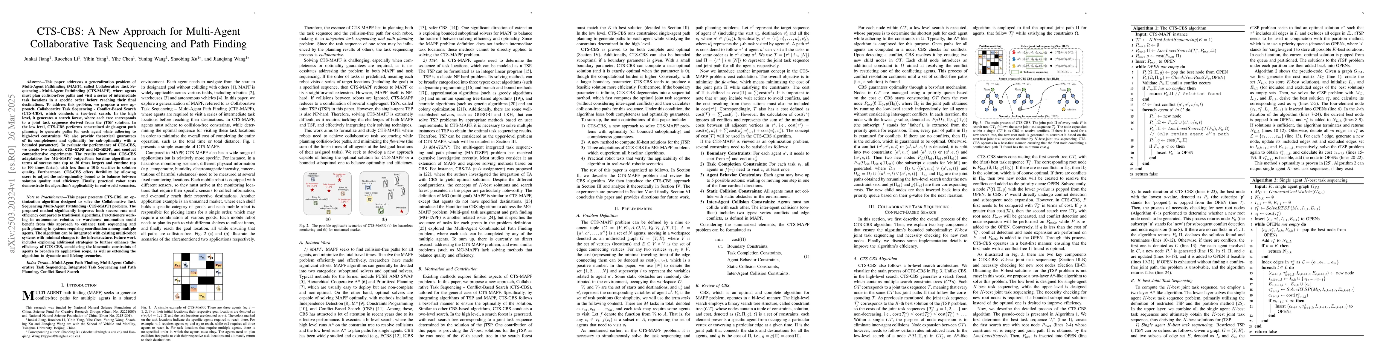 Thumbnail for CTS-CBS: A New Approach for Multi-Agent Collaborative Task Sequencing
  and Path Finding