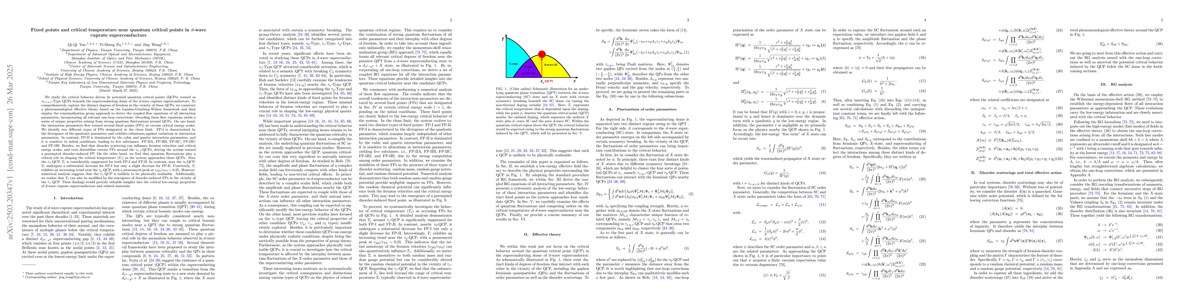 Thumbnail for Fixed points and critical temperature near quantum critical points in
  $d$-wave cuprate superconductors