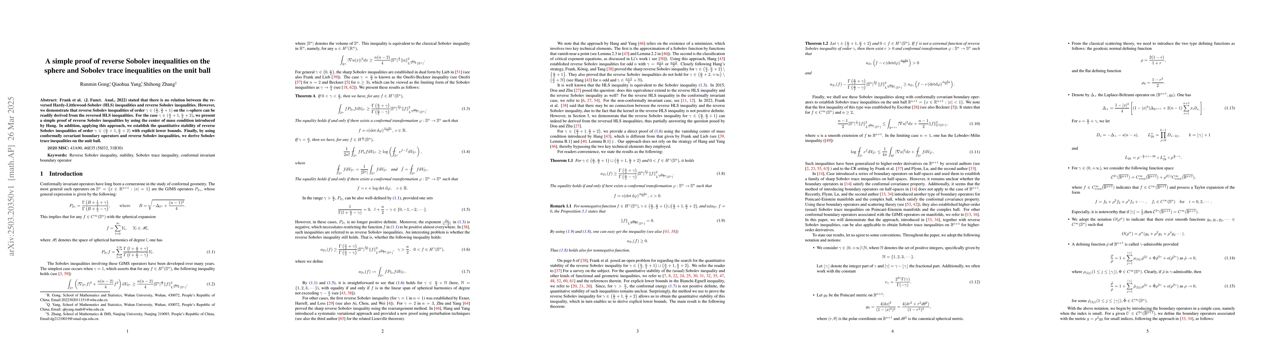 Thumbnail for A simple proof of reverse Sobolev inequalities on the sphere and Sobolev
  trace inequalities on the unit ball