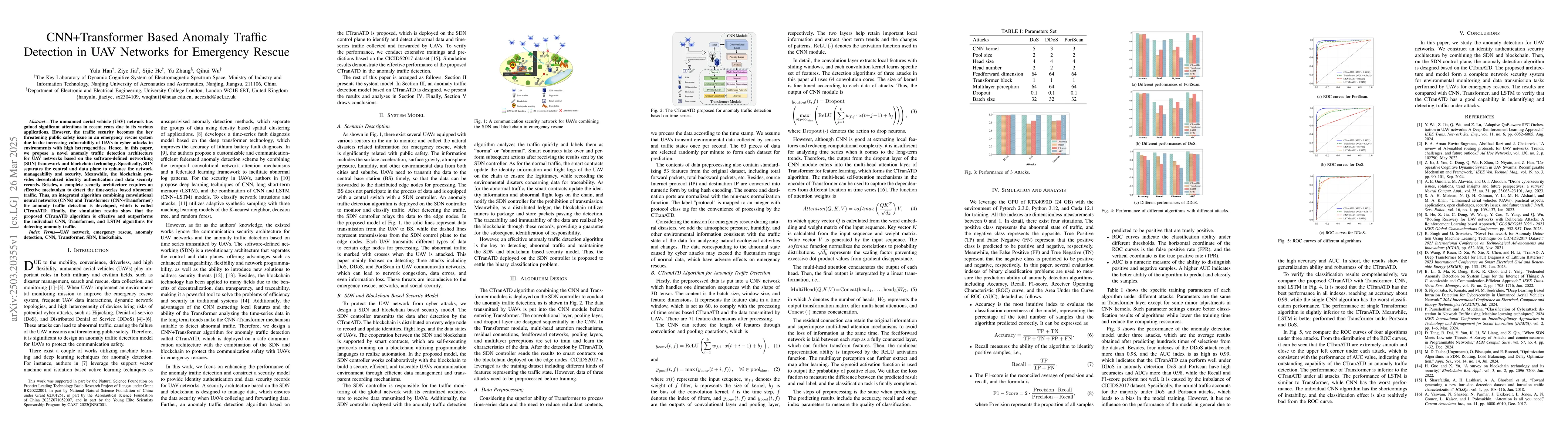 Thumbnail for CNN+Transformer Based Anomaly Traffic Detection in UAV Networks for
  Emergency Rescue