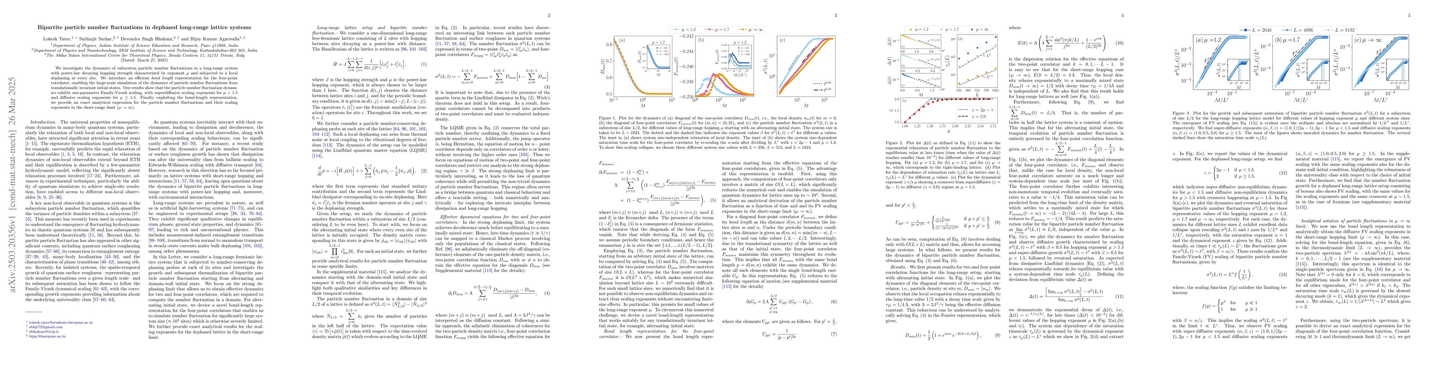 Thumbnail for Bipartite particle number fluctuations in dephased long-range lattice
  systems