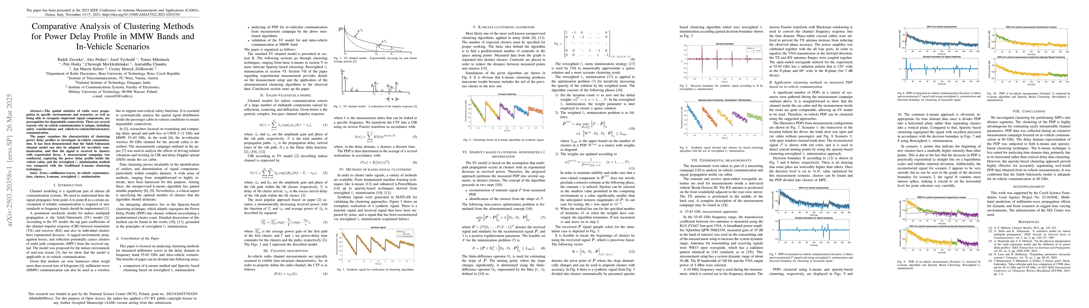 Thumbnail for Comparative analysis of clustering methods for power delay profile in
  MMW bands and in-vehicle scenarios