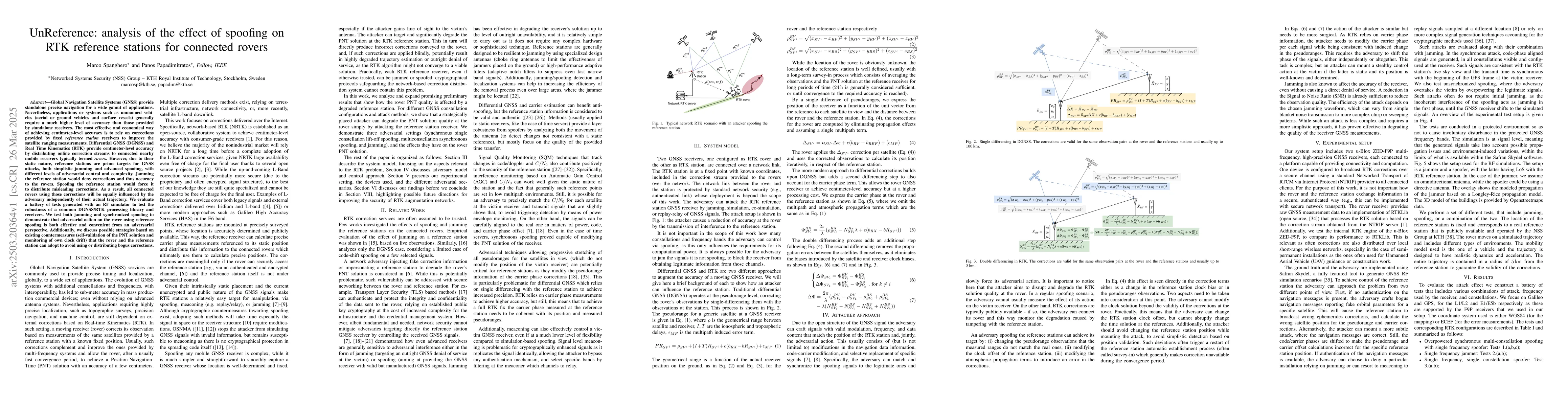 Thumbnail for UnReference: analysis of the effect of spoofing on RTK reference
  stations for connected rovers