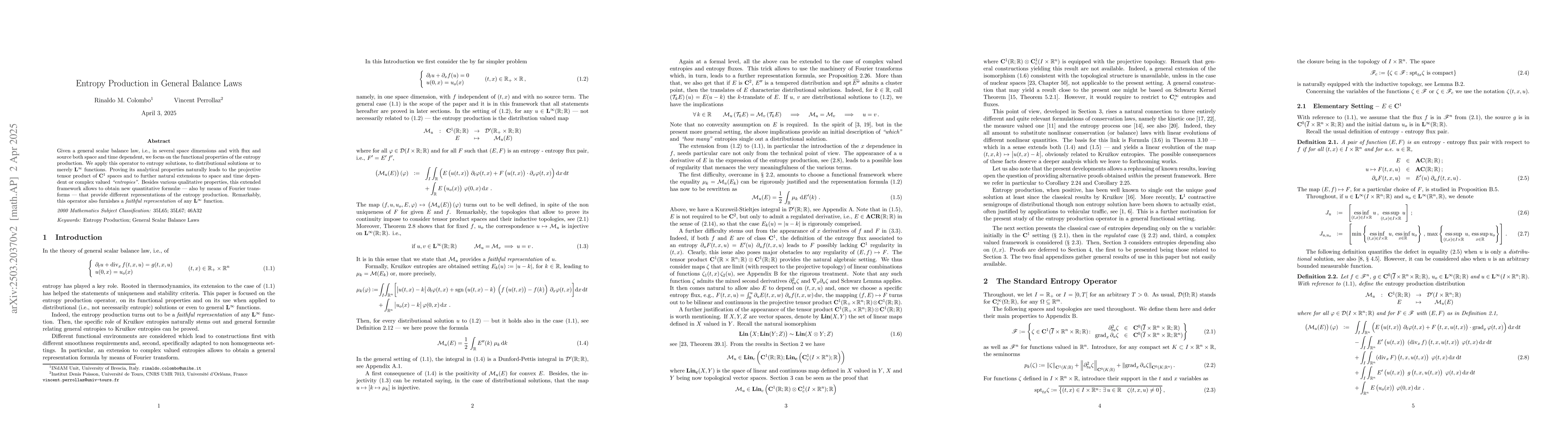 Thumbnail for Entropy Production in General Balance Laws