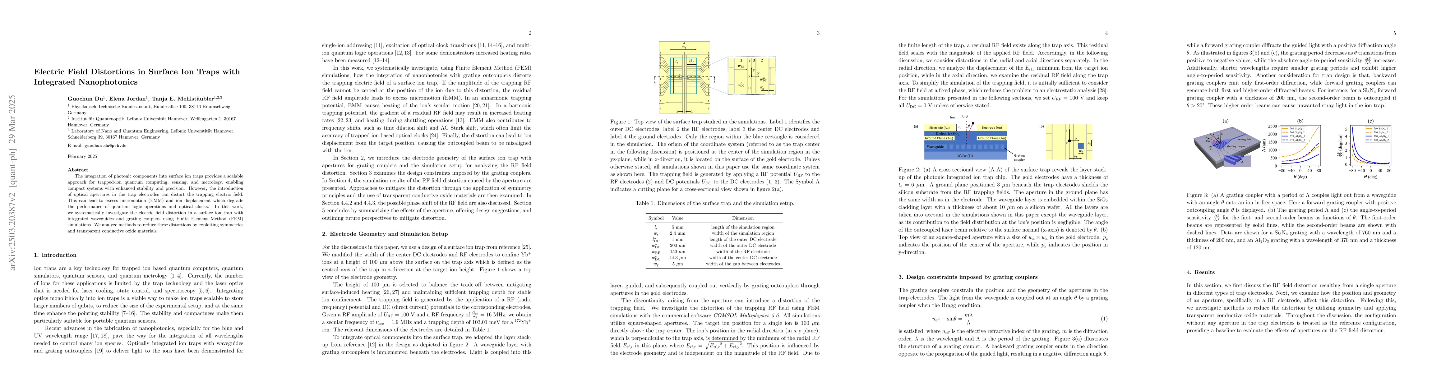 Thumbnail for Electric Field Distortions in Surface Ion Traps with Integrated
  Nanophotonics