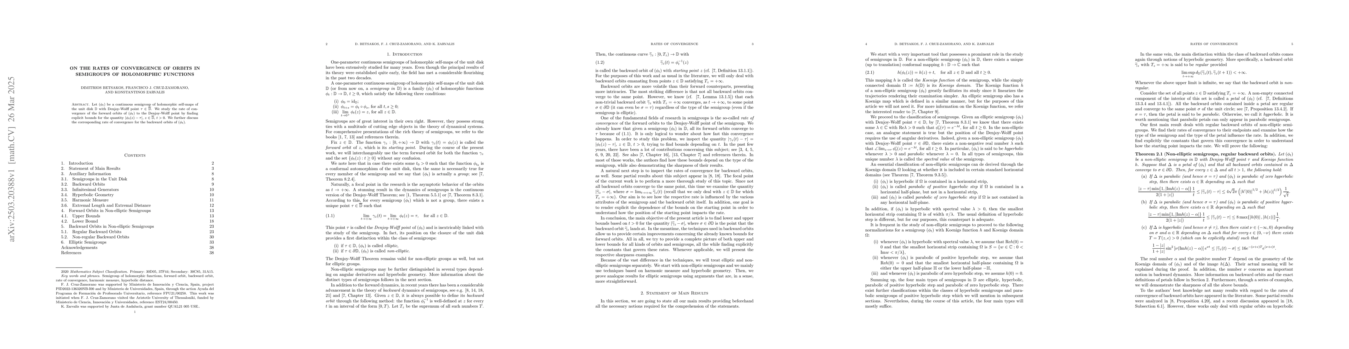Thumbnail for On the rates of convergence of orbits in semigroups of holomorphic
  functions