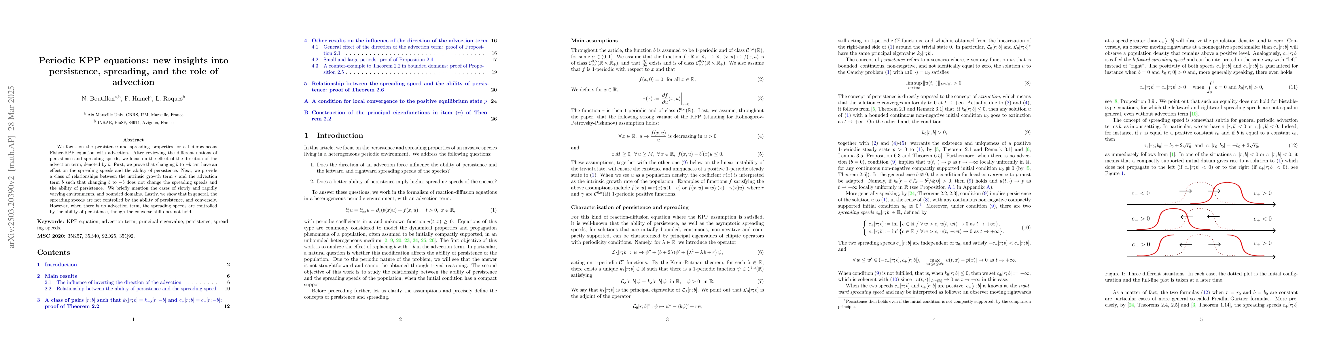 Thumbnail for Periodic KPP equations: new insights into persistence, spreading, and
  the role of advection
