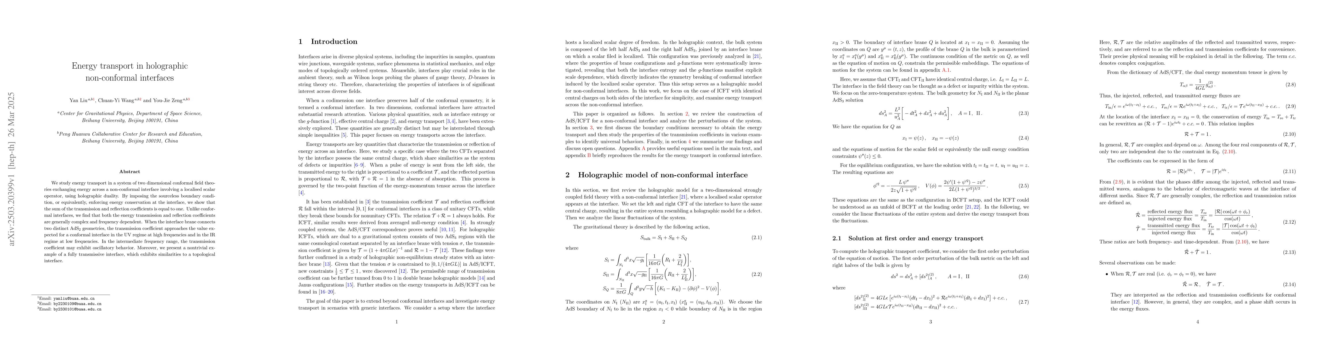 Thumbnail for Energy transport in holographic non-conformal interfaces