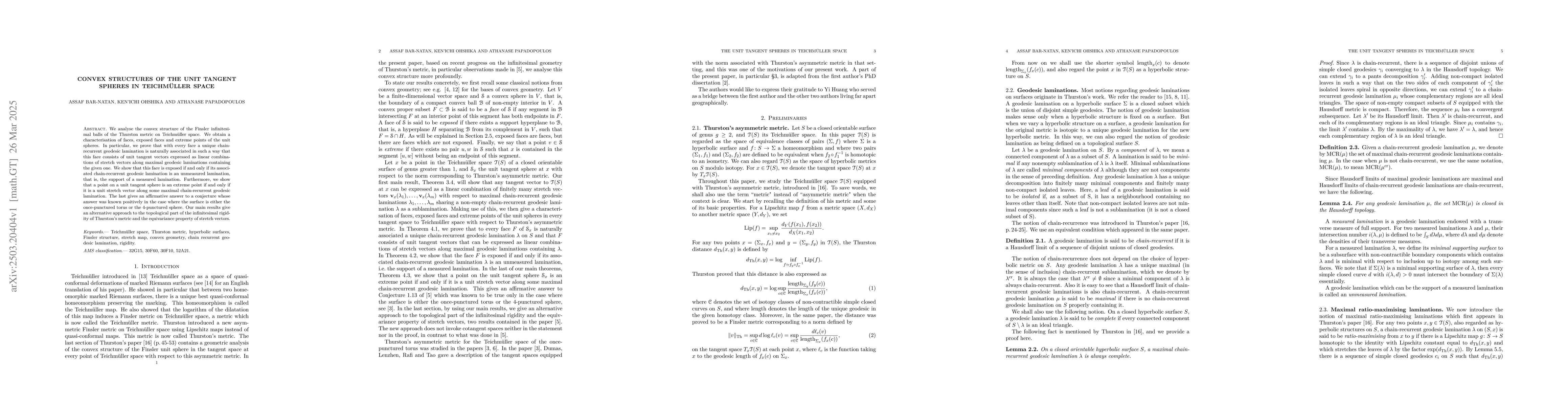 Thumbnail for Convex structures of the unit tangent spheres in Teichm{ü}ller space