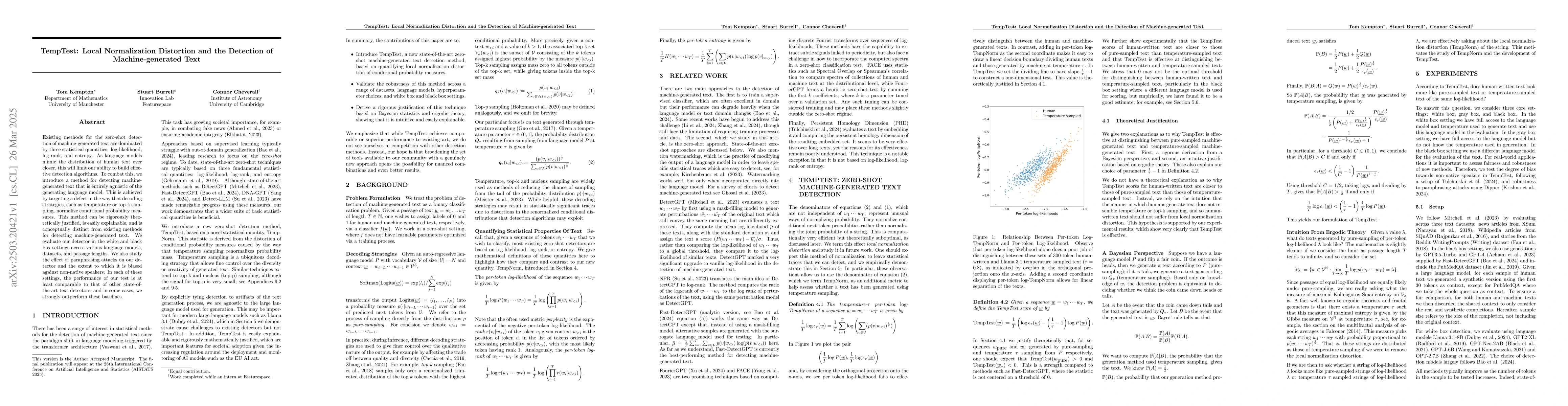 Thumbnail for TempTest: Local Normalization Distortion and the Detection of
  Machine-generated Text