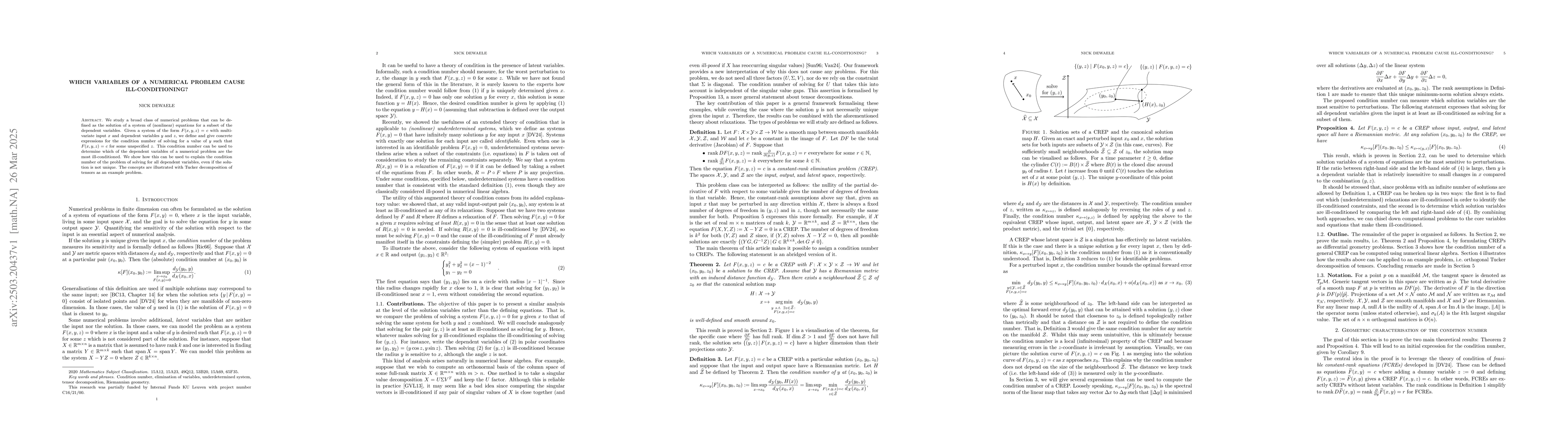 Thumbnail for Which variables of a numerical problem cause ill-conditioning?