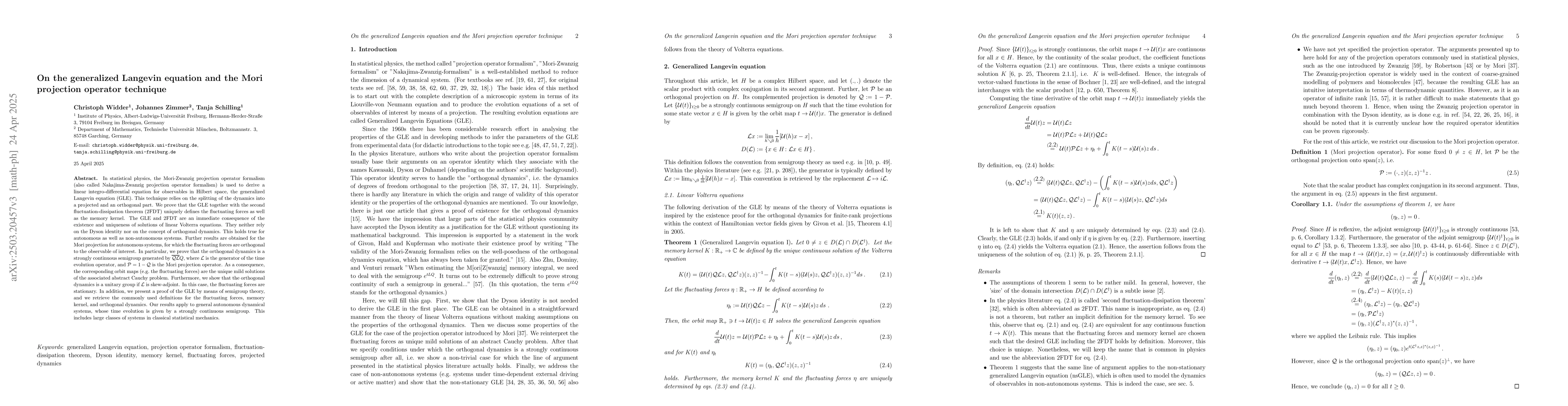 Thumbnail for On the generalized Langevin equation and the Mori projection operator
  technique