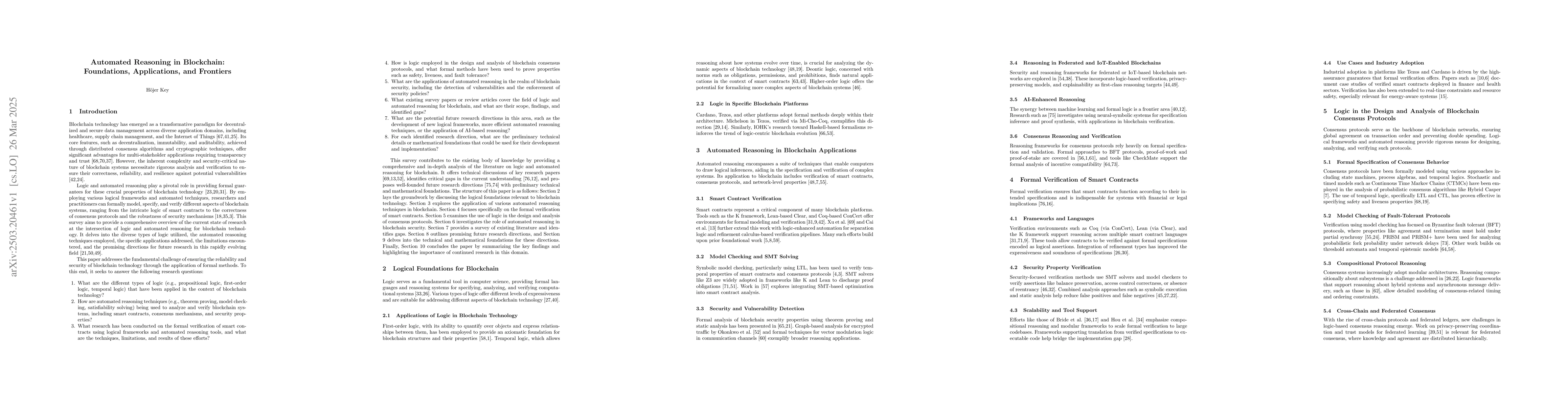 Thumbnail for Automated Reasoning in Blockchain: Foundations, Applications, and
  Frontiers