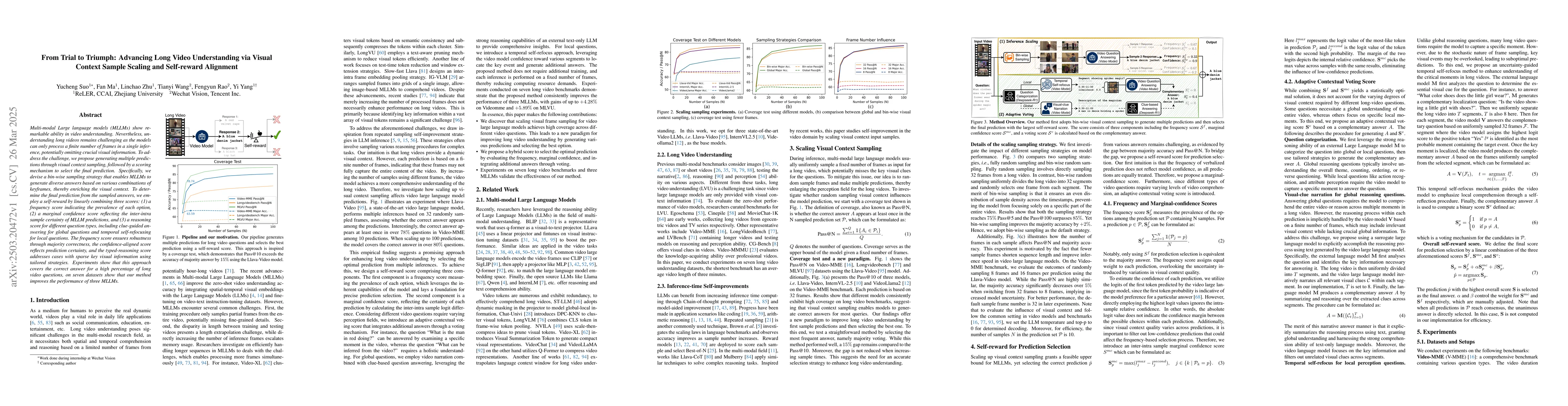Thumbnail for From Trial to Triumph: Advancing Long Video Understanding via Visual
  Context Sample Scaling and Self-reward Alignment