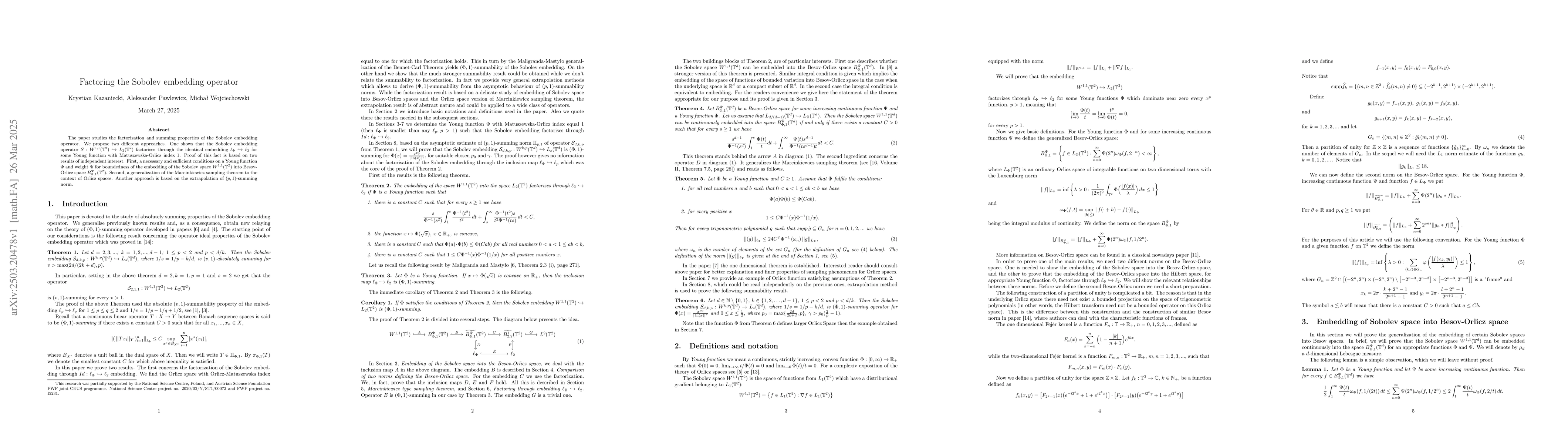 Thumbnail for Factoring the Sobolev embedding operator