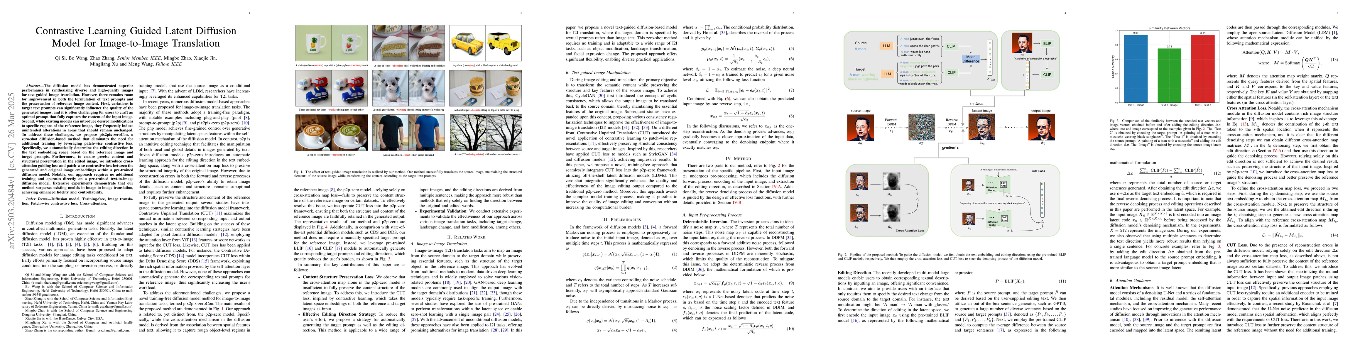 Thumbnail for Contrastive Learning Guided Latent Diffusion Model for Image-to-Image
  Translation