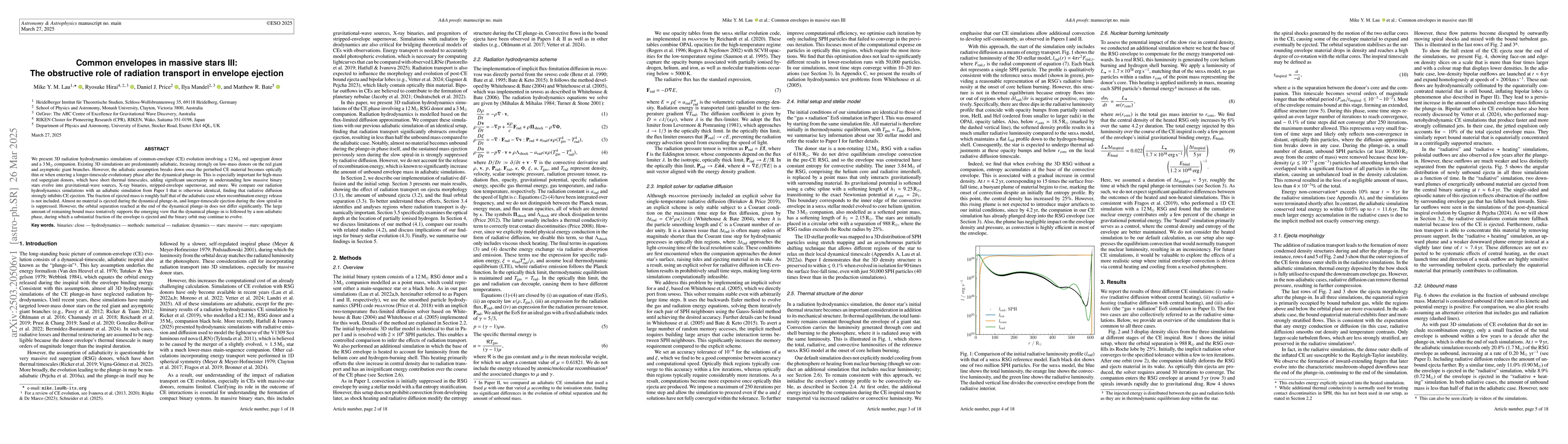 Thumbnail for Common envelopes in massive stars III: The obstructive role of radiation
  transport in envelope ejection