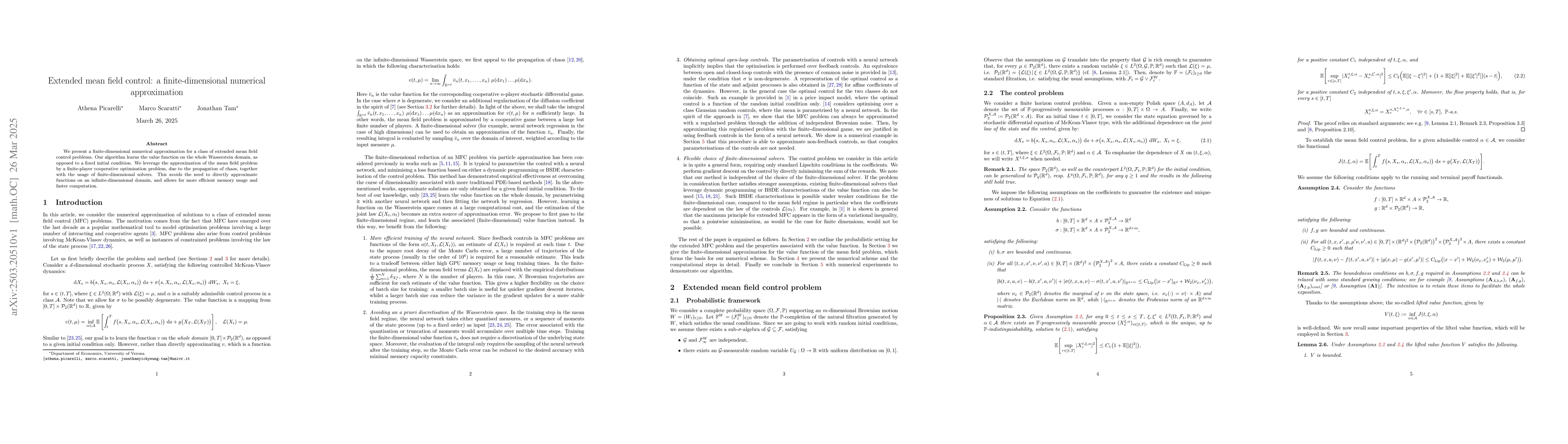 Thumbnail for Extended mean field control: a finite-dimensional numerical
  approximation