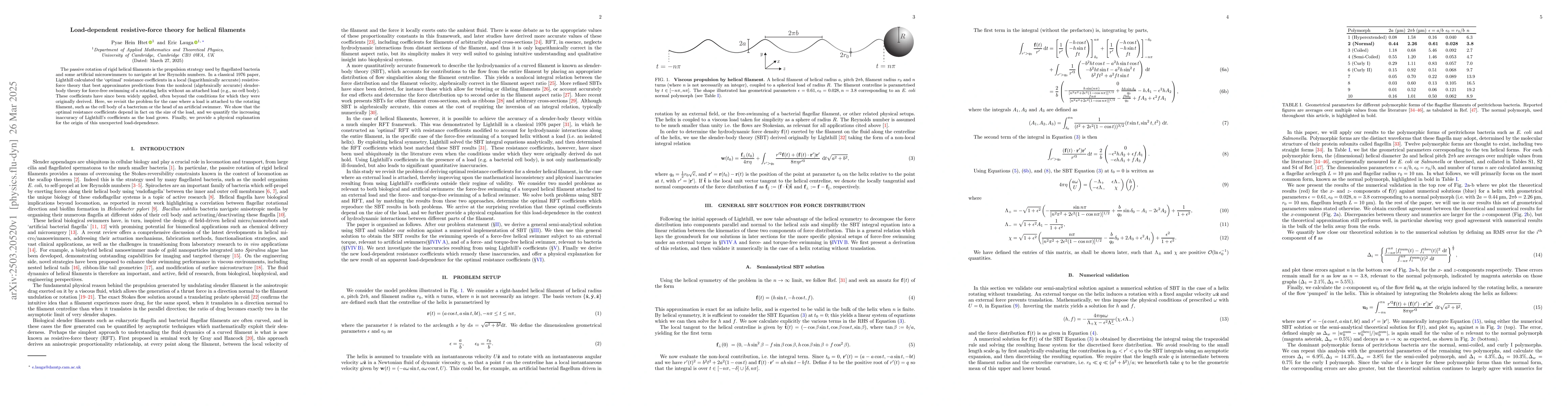 Thumbnail for Load-dependent resistive-force theory for helical filaments